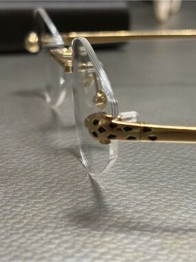 CARTIER RIMLESS GOLD TONE EYEGLASSES WITH CARTIER CASE